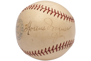 C. 1940s Honus Wagner Single Signed Official Reach Baseball - PSA/DNA & JSA LOAs