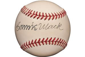High-Grade Connie Mack Single Signed OAL (Harridge) Baseball - PSA/DNA 7.5 Grade Overall, Beckett & JSA LOAs