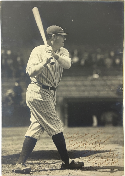 1928 Babe Ruth Autographed 11.75" x 16.5" Oversized Photograph Signed Months After Historic 1927 Season! - Ex-Halper Collection, Beckett & JSA LOAs