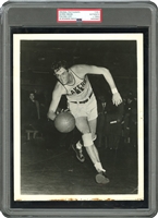 Important C. 1948 George Mikan Autographed Original Photograph Used for 1948 Bowman Rookie - PSA/DNA Type 1 - Pop of Two Only!
