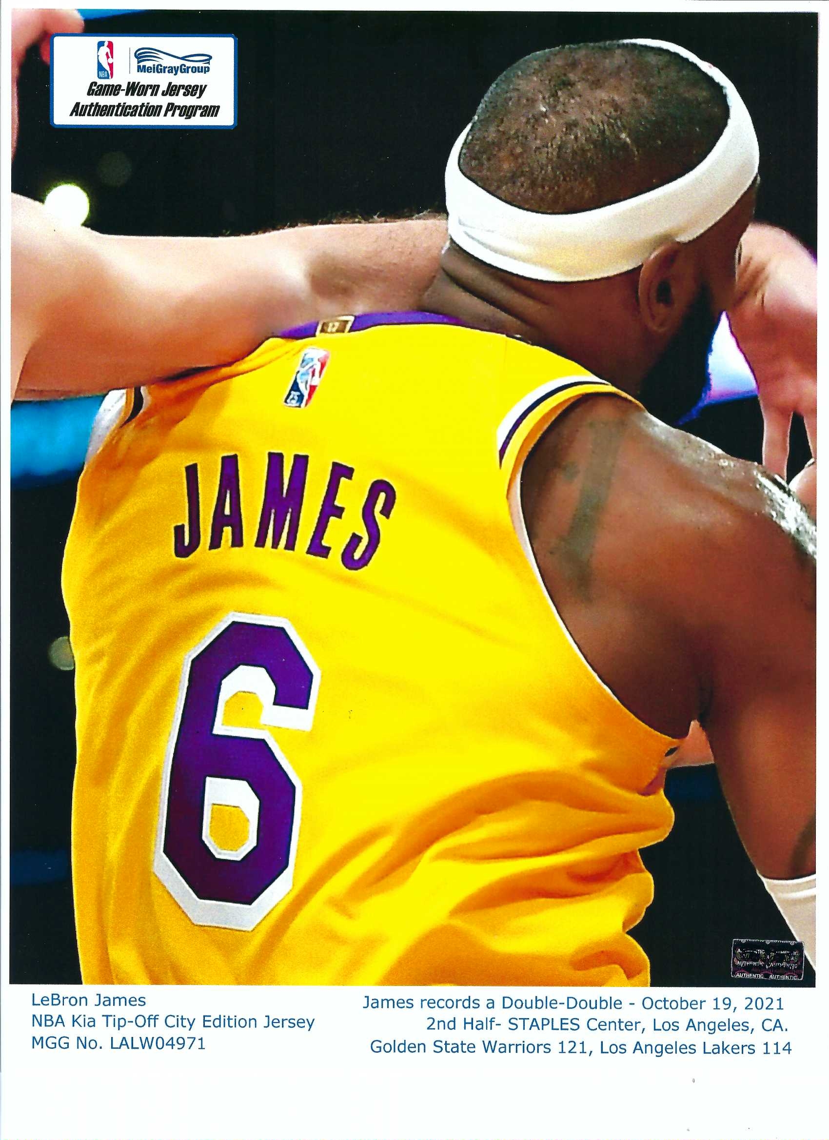 LeBron James' 1st Game-Worn Lakers No. 6 Jersey to be Sold at
