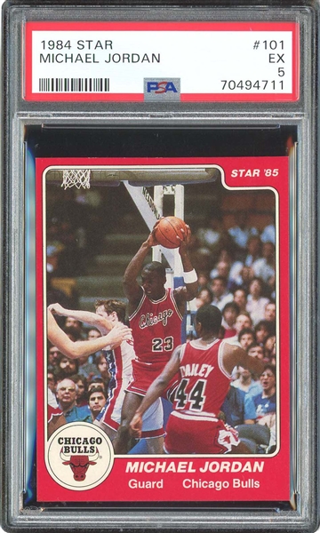 1984-85 Star Co. Basketball #101 Michael Jordan XRC (His True Rookie Card) - PSA EX 5