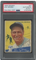 Incredibly Scarce Lou Gehrig Autographed 1934 Goudey #37 Card - PSA Authentic, PSA/DNA 7 Auto. (Only Four Other Signed Versions Known!)