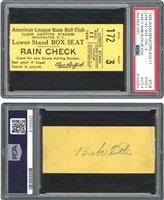 Extremely Scarce 1926 Babe Ruth Autographed Home Run Ticket - PSA Good 2, PSA/DNA Auto. 8