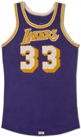 C. Early 1980s Kareem Abdul-Jabbar Los Angeles Lakers Game Worn Road Jersey from Prime Showtime Era! - MEARS A10