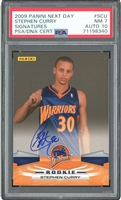 Historic 2009 Panini Next Day Signatures #SCU Stephen Curry Autographed Rookie Card - PSA NM 7, 10 Auto. (1st Card In Warrior Uniform!)