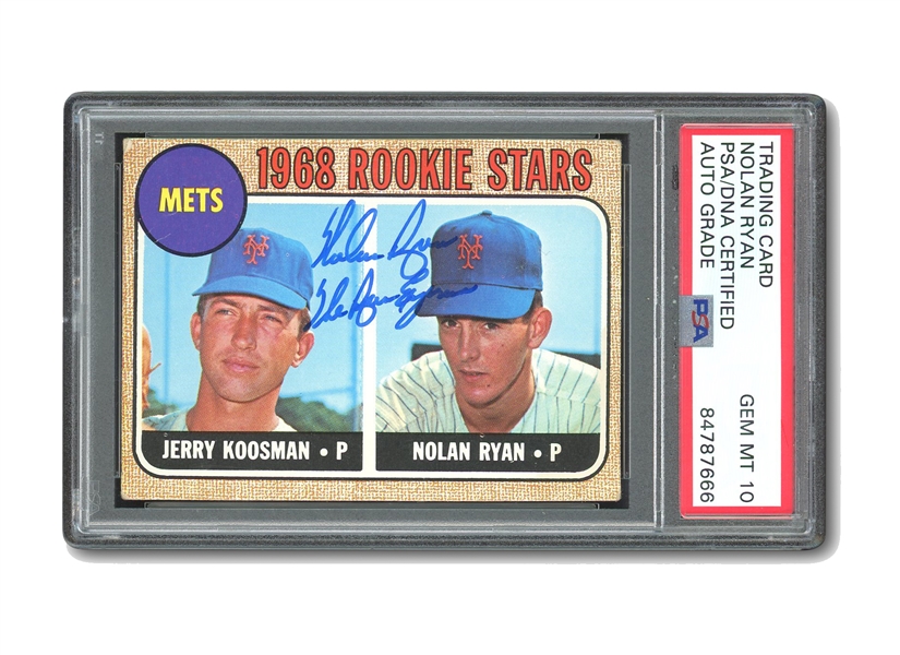 Nolan Ryan Signed & Inscribed 1968 Topps #177 Ryan/Koosman (Mets Rookies) - PSA Authentic, PSA/DNA 10 Auto.