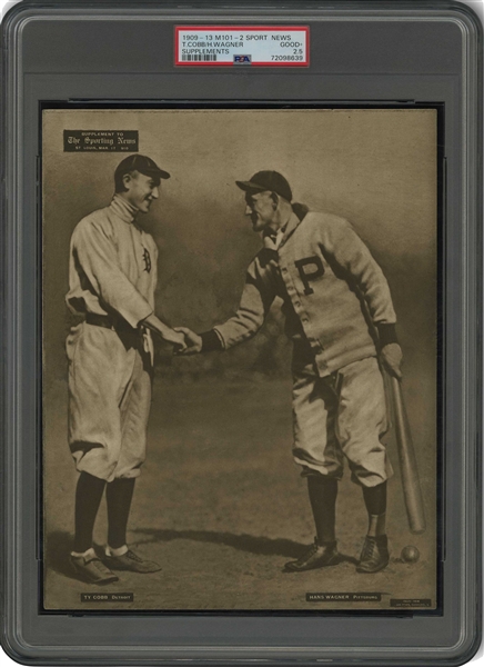 1909-13 Sporting News Supplements (M101-2) Honus Wagner & Ty Cobb - PSA GD+ 2.5 (Highest Graded, Pop 1)