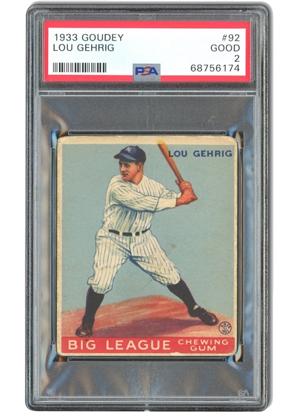 1933 Goudey #92 Lou Gehrig - PSA GD 2