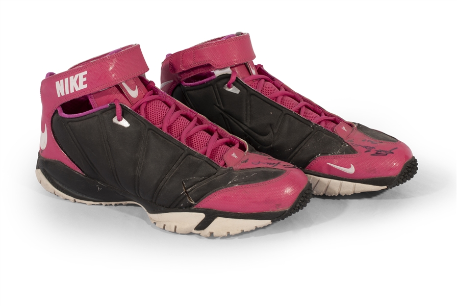 Oct. 5 & 11, 2009 Brett Favre Minnesota Vikings Game Worn & Signed Turf Shoes Photomatched to 3-TD Win vs. Packers (1st QB to Beat All 32 NFL Teams) and 38-10 Win @ Rams – Resolution & PSA/DNA LOAs