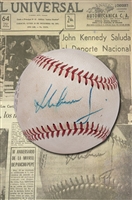 Newly Discovered 1961 President John F. Kennedy Single Signed Baseball from JFKs "Alliance for Progress" Tour to South America Photomatched to Venezuelan Newspaper w/ Direct Provenance - PSA/DNA LOA