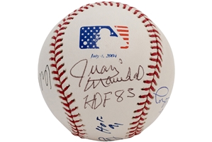 San Francisco Giants Legends Multi-Signed OML (Selig) Fourth of July Baseball incl. Willie Mays, McCovey, Marichal, Cepeda & Perry - PSA/DNA LOA
