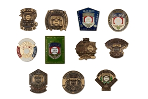 1951-1978 Group of (11) Baseball Hall of Fame Induction Press Pins (LE/500) incl. Foxx, Ott, Clemente, Banks & Paige