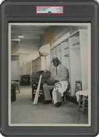 Historic 1956 Jackie Robinson (Clearing Out Brooklyn Dodgers Locker) Original Photograph by Barney Stein - His Last Time in Dodgers Clubhouse at Ebbets Field - PSA/DNA Type 1 (Only Known Example)
