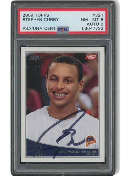 2009 Topps #321 Stephen Curry Autographed Rookie – PSA NM-MT 8, PSA/DNA 9 Auto. (Only 6 Higher)