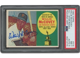 1960 Topps #316 Willie McCovey Autographed Rookie - PSA NM 7, PSA/DNA 9 Auto. (One Graded Higher)