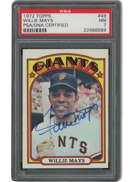1972 Topps #49 Willie Mays Autographed - PSA NM 7, PSA/DNA Auth.