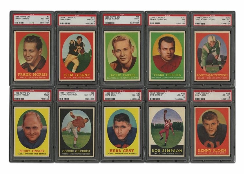 1958 Topps CFL Complete Set (88) Ranked #1 on PSA Set Registry – 1st Topps Canadian Football League Set!