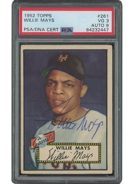 1952 Topps #261 Willie Mays with Vintage Mays Signature – PSA VG 3, PSA/DNA 9 Auto.