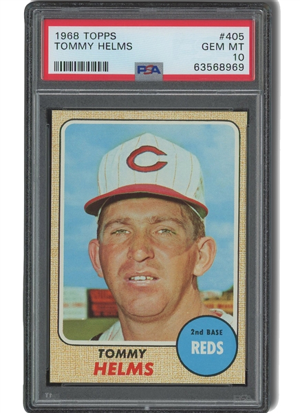 1968 Topps #405 Tommy Helms - PSA Gem Mint 10