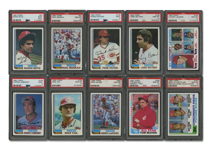 Group of (16) 1982 Topps Baseball Incl. #346 Tom Seaver All Star - (11) PSA Gem Mint 10