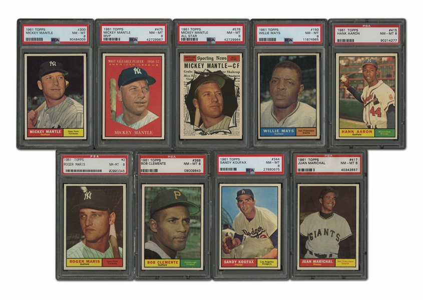 1961 Topps Baseball PSA Graded Complete Master Set (596) Ranked #13 on PSA Registry with 8.07 Set Rating -- Only One Common Graded Below PSA NM-MT 8