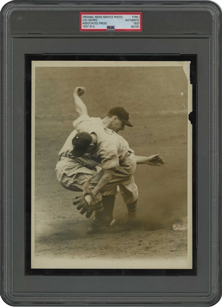 1937 Lou Gehrig World Series (Collision with Dick Bartell) Original Photograph - PSA/DNA Type 1