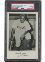 1950-56 JJK Copyart Jackie Robinson HOF Dodgers Postcard - PSA GD 2