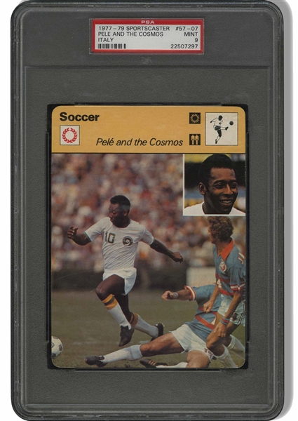 1977-79 Sportscaster #57-07 Pele and the Cosmos (Italy) - PSA MINT 9