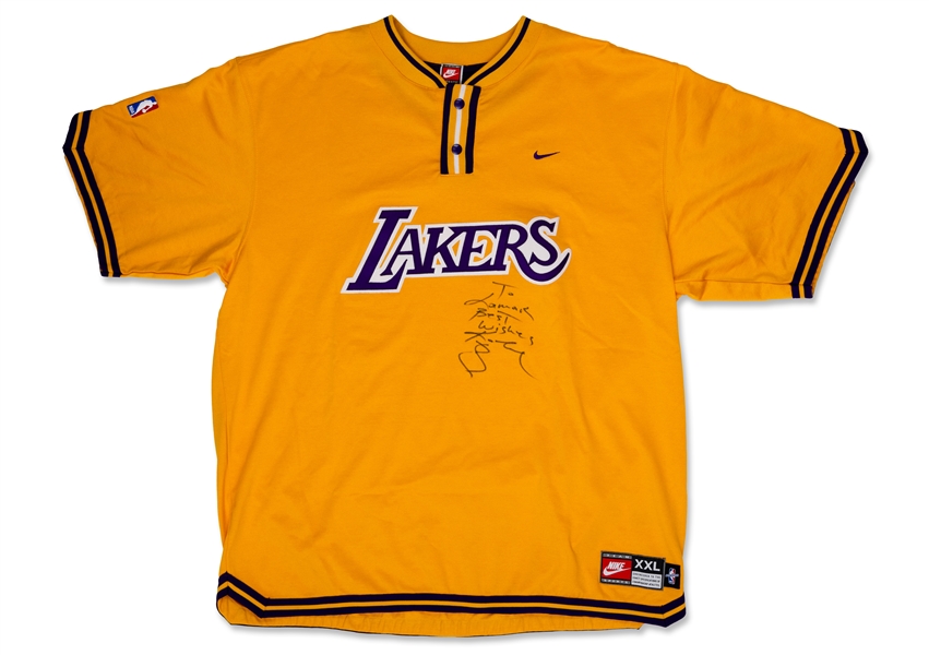 1998 Kobe Bryant L.A. Lakers Warm-Up/Shooting Shirt Signed & Inscribed to Executive Producer of Popular 98 Sprite Commercial - PSA/DNA LOA