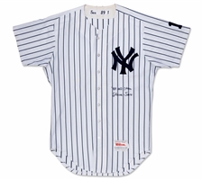 Steve Saxs 1989 New York Yankees Game Worn, Signed & Inscribed Home Jersey – Sax Collection, PSA/DNA COA