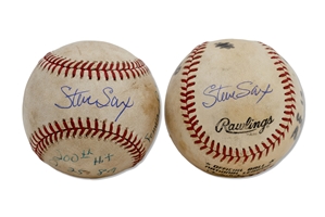 Steve Saxs Signed Pair of 1986 (LAD) and 1989 (NYY) Hit #200 of Season Baseballs (One Off Roger Clemens at Fenway) – Sax Collection, PSA/DNA COAs
