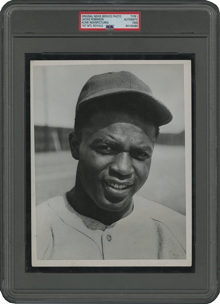 March 4, 1946 Jackie Robinson Earliest and First Ever Original Photograph in Organized Baseball! - Taken On The First Day Of Spring Training With The Montreal Royals - PSA/DNA Type 1