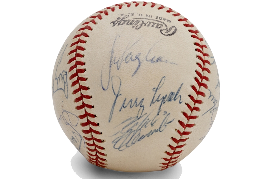 High-Grade 1966 Pittsburgh Pirates Team Signed Mickey Mantle Official League Baseball with Roberto Clemente – PSA/DNA 7.5 Overall Grade