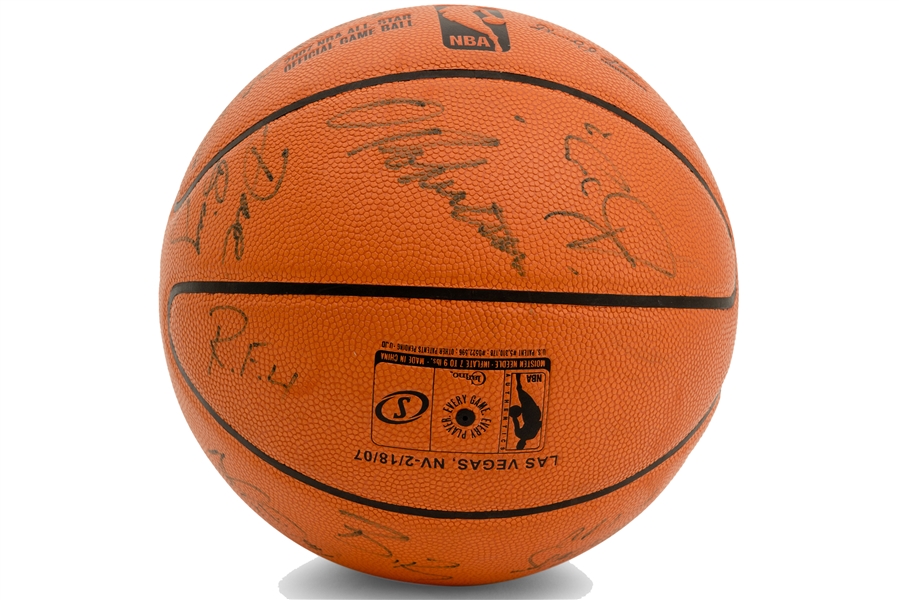 2007 NBA All-Star Game Official Spalding Multi-Signed Basketball with Oscar Robertson & Other Hall of Famers -- PSA/DNA LOA