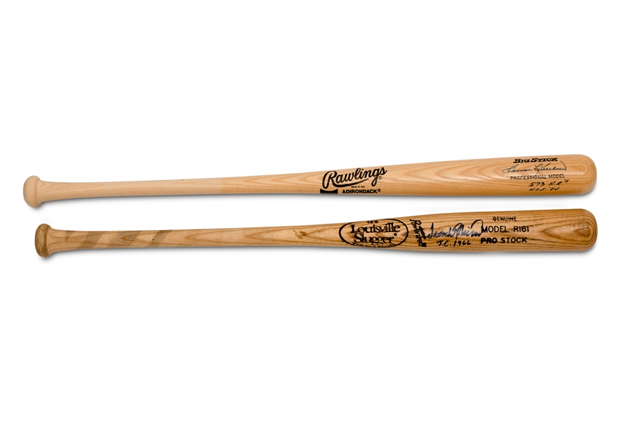 Frank Robinson and Harmon Killebrew (Both Top 12 on All-Time HR List) Pair of Single Signed & Inscribed Bats – PSA/DNA LOAs