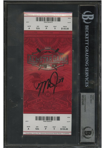 July 14, 2015 Mike Trout Autographed MLB All Star Game Full Ticket – MLB Auth. & Beckett Authentic