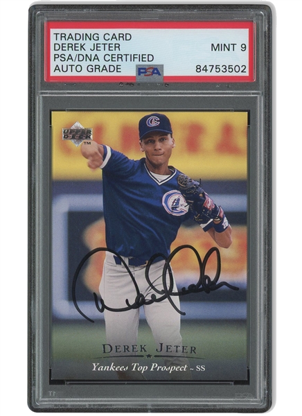 1995 Upper Deck Minor League Yankees Top Prospect Derek Jeter Signed Rookie Card – PSA/DNA 9 Auto. (Low Pop)