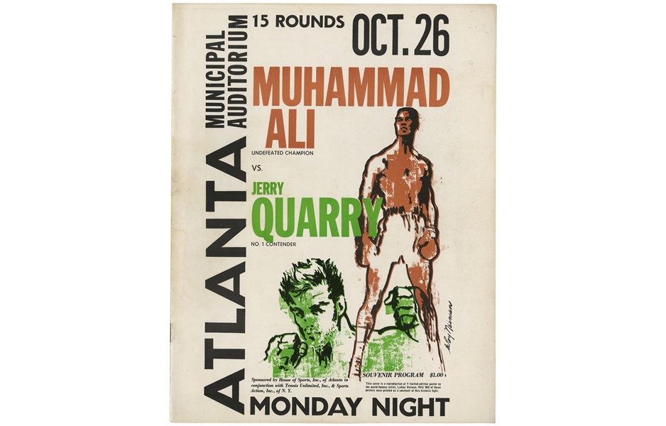 October 26, 1970 Muhammad Ali vs. Jerry Quarry I Original Fight Program