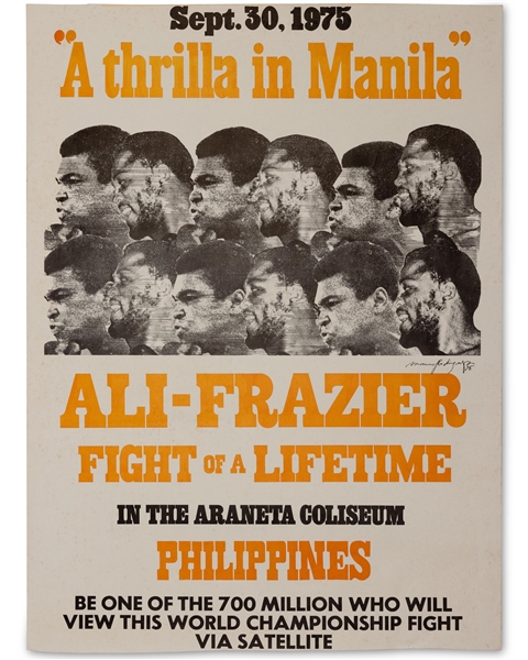 October 1, 1975 Muhammad Ali vs. Joe Frazier III A Thrilla In Manila On-Site Original Fight Poster