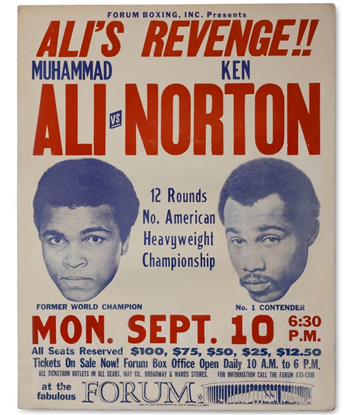 September 10, 1973 Muhammad Ali vs. Ken Norton II On-Site Original Fight Poster