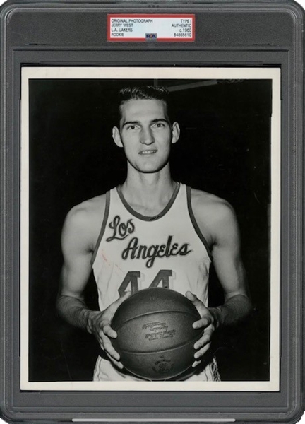 1960 Jerry West Rookie Original Photograph From His 1961 Fleer Rookie Card & 1960 Kahns Wieners Card photo-shoot! - PSA/DNA Type 1, Resolution LOA 