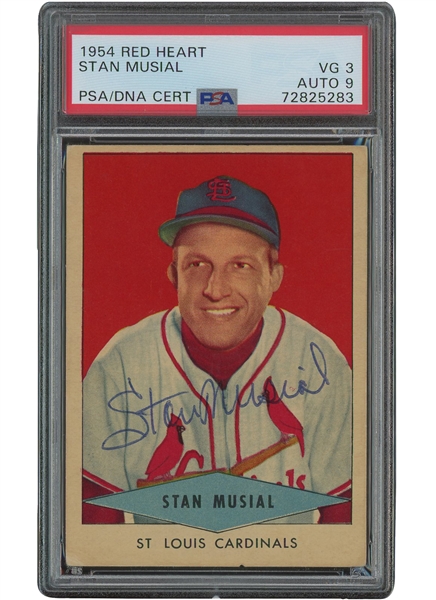 1954 Red Heart Stan Musial Autographed – PSA VG 3, PSA/DNA 9 Auto.