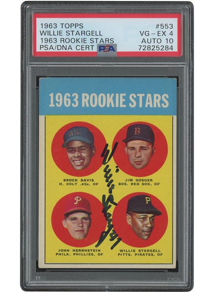 1963 Topps #553 Willie Stargell (63 Rookie Stars) Autographed Rookie – PSA VG-EX 4, PSA/DNA 10 Auto. (Only Two w/ Superior Card Grade!)
