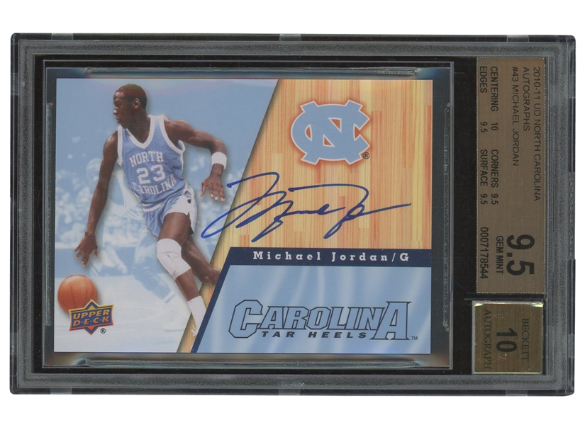 2010-11 Upper Deck North Carolina Autographs #43 Michael Jordan – BGS GEM MT 9.5, Beckett 10 Auto. (Only One Graded Higher)