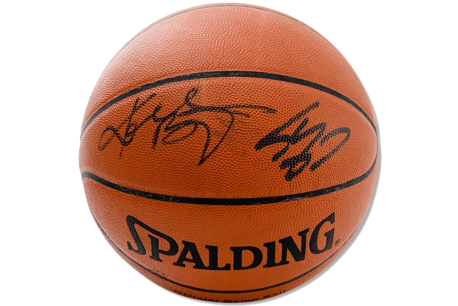 Early 2000s Kobe Bryant & Shaquille ONeal Dual-Signed Official NBA Spalding Basketball (Three-Peat ERA) - PSA/DNA & Beckett LOA