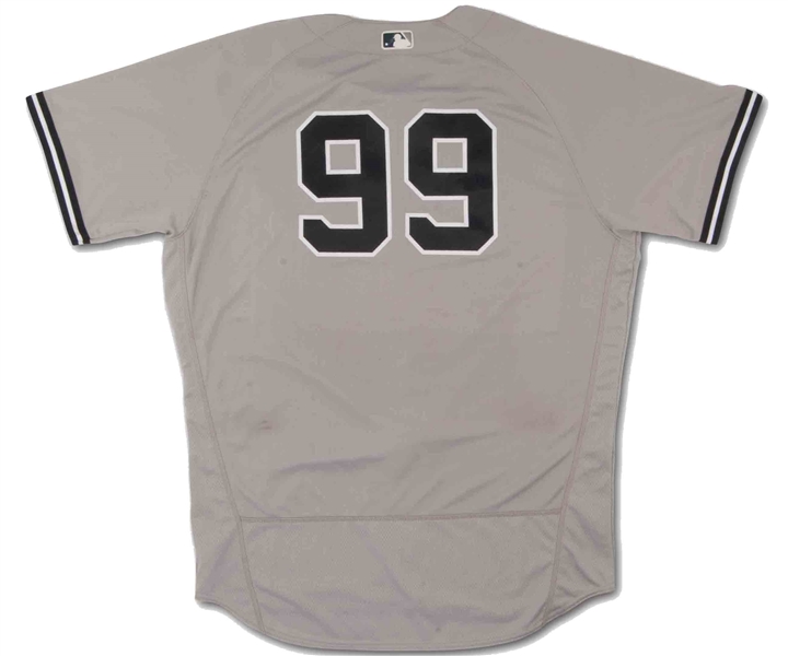 4/2/2017 Aaron Judge New York Yankees Opening Day Game Worn Road Jersey from ROY Season (AL Rookie Record 52 Homers!) - Steiner LOA, MLB Auth.