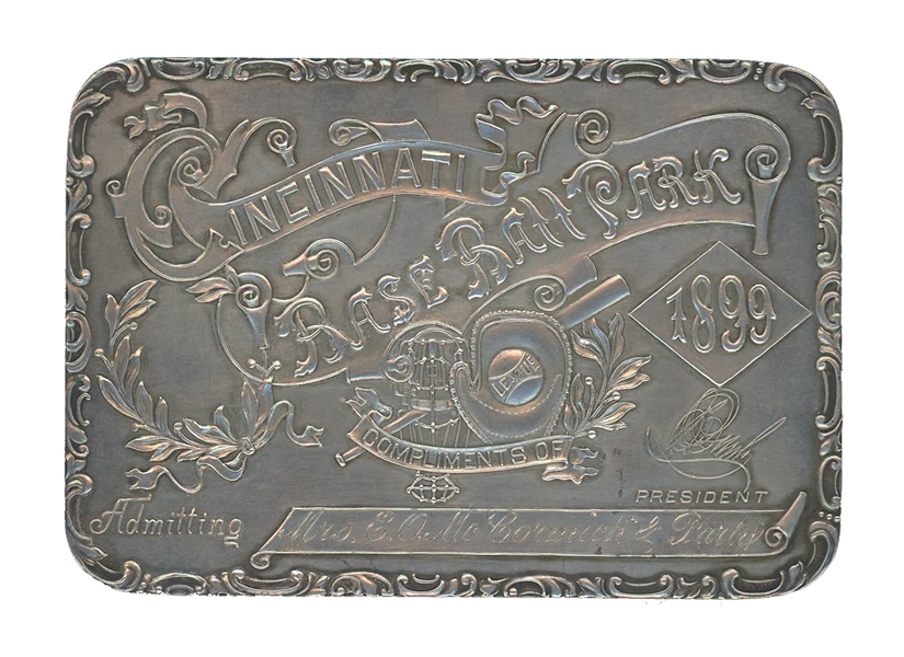 Rare 1899 Cincinnati Baseball Sterling Silver Season Pass