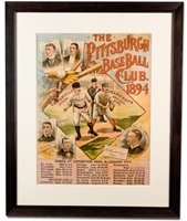 Spectacular 1894 Pittsburgh Base Ball Club Advertising Schedule Poster