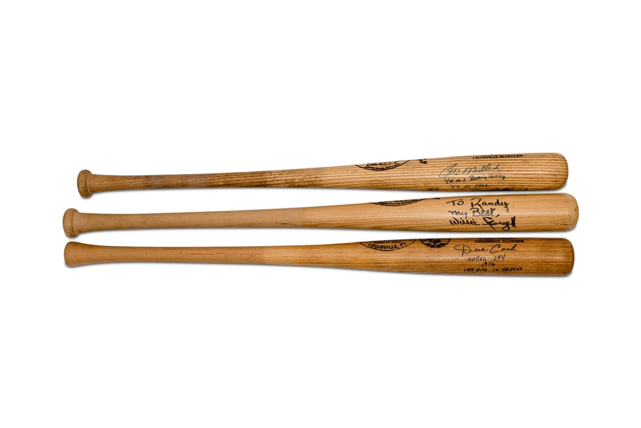 Pittsburgh Pirates Signed & Inscribed Trio of 1976 Dave Cash Bicentennial (Game Ready), 1980-83 Willie Stargell (Game Ready) & Bill Madlock 1983-85 Gamed Used Pro Model Bats – PSA/DNA COAs